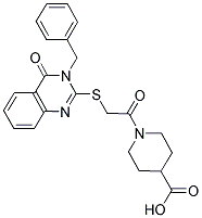 1-[2-(3-BENZYL-4-OXO-3,4-DIHYDRO-QUINAZOLIN-2-YLSULFANYL)-ACETYL]-PIPERIDINE-4-CARBOXYLIC ACID Structure