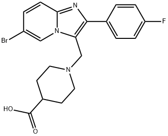1-[6-BROMO-2-(4-FLUORO-PHENYL)-IMIDAZO[1,2-A]-PYRIDIN-3-YLMETHYL]-PIPERIDINE-4-CARBOXYLIC ACID Structure