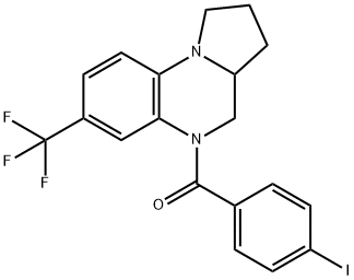 (4-IODOPHENYL)[7-(TRIFLUOROMETHYL)-2,3,3A,4-TETRAHYDROPYRROLO[1,2-A]QUINOXALIN-5(1H)-YL]METHANONE Struktur
