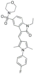 (Z)-1-ETHYL-3-((1-(4-FLUOROPHENYL)-2,5-DIMETHYL-1H-PYRROL-3-YL)METHYLENE)-5-(MORPHOLINOSULFONYL)INDOLIN-2-ONE Struktur