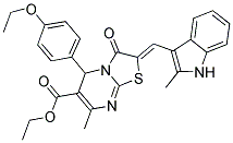 (Z)-ETHYL 5-(4-ETHOXYPHENYL)-7-METHYL-2-((2-METHYL-1H-INDOL-3-YL)METHYLENE)-3-OXO-3,5-DIHYDRO-2H-THIAZOLO[3,2-A]PYRIMIDINE-6-CARBOXYLATE Struktur
