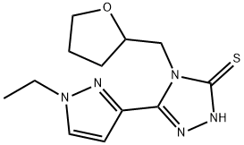 5-(1-ETHYL-1H-PYRAZOL-3-YL)-4-(TETRAHYDROFURAN-2-YLMETHYL)-4H-[1,2,4]TRIAZOLE-3-THIOL Struktur