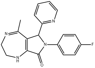 7-(4-FLUOROPHENYL)-5-METHYL-6-PYRIDIN-2-YL-2,3,6,7-TETRAHYDROPYRROLO[3,4-E][1,4]DIAZEPIN-8(1H)-ONE Struktur