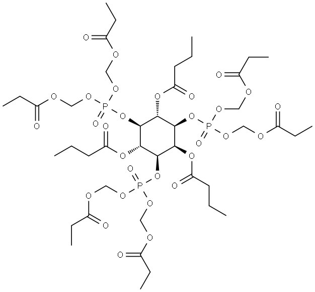 2,4,6-TRI-O-BUTYRYL-MYO-INOSITOL 1,3,5-TRISPHOSPHATE-HEXAKIS(PROPIONOXYMETHYL) ESTER Struktur
