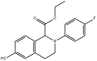 ETHYL 2-(4-FLUORO-PHENYL)-6-HYDROXY-1,2,3,4-TETRAHYDRO-ISOQUINOLINE-1-CARBOXYLATE Struktur