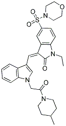 (Z)-1-ETHYL-3-((1-(2-(4-METHYLPIPERIDIN-1-YL)-2-OXOETHYL)-1H-INDOL-3-YL)METHYLENE)-5-(MORPHOLINOSULFONYL)INDOLIN-2-ONE Struktur