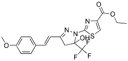ETHYL 2-[5-HYDROXY-3-[(E)-2-(4-METHOXYPHENYL)VINYL]-5-(TRIFLUOROMETHYL)-4,5-DIHYDRO-1H-PYRAZOL-1-YL]-1,3-THIAZOLE-4-CARBOXYLATE Structure