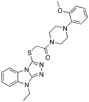 2-(9-ETHYL-9H-BENZO[4,5]IMIDAZO[2,1-C][1,2,4]TRIAZOL-3-YLSULFANYL)-1-[4-(2-METHOXY-PHENYL)-PIPERAZIN-1-YL]-ETHANONE Struktur