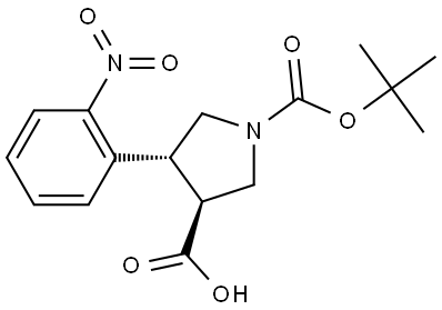 BOC-(TRANS)-4-(2-NITRO-PHENYL)-PYRROLIDINE-3-CARBOXYLIC ACID Struktur