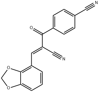 4-[(E)-3-(1,3-BENZODIOXOL-4-YL)-2-CYANO-2-PROPENOYL]BENZENECARBONITRILE Struktur