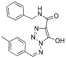 N-BENZYL-5-HYDROXY-1-{[(1Z)-(4-METHYLPHENYL)METHYLENE]AMINO}-1H-1,2,3-TRIAZOLE-4-CARBOXAMIDE Struktur