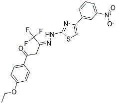 (3Z)-1-(4-ETHOXYPHENYL)-4,4,4-TRIFLUOROBUTANE-1,3-DIONE 3-{[4-(3-NITROPHENYL)-1,3-THIAZOL-2-YL]HYDRAZONE} Struktur