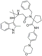 1-(N-BENZYL-2-((1R,3S)-2,2-DIMETHYL-3-(2-METHYL-1H-INDOL-3-YL)CYCLOPROPYL)ACETAMIDO)-N-(4-MORPHOLINOPHENYL)CYCLOPENTANECARBOXAMIDE Struktur