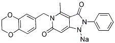 SODIUM 5-(2,3-DIHYDRO-1,4-BENZODIOXIN-6-YLMETHYL)-4-METHYL-3-OXO-2-PHENYL-3,5-DIHYDRO-2H-PYRAZOLO[4,3-C]PYRIDIN-6-OLATE Struktur