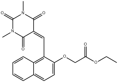 ETHYL 2-[(1-([1,3-DIMETHYL-2,4,6-TRIOXOTETRAHYDRO-5(2H)-PYRIMIDINYLIDEN]METHYL)-2-NAPHTHYL)OXY]ACETATE Struktur