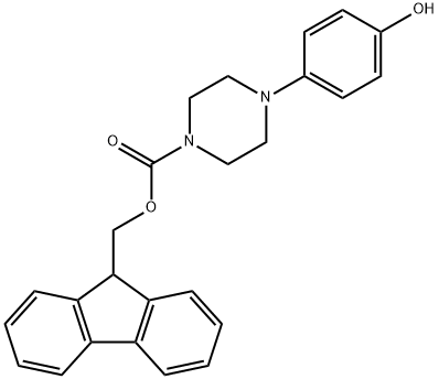 9H-FLUOREN-9-YLMETHYL 4-(4-HYDROXYPHENYL)TETRAHYDRO-1(2H)-PYRAZINECARBOXYLATE Struktur