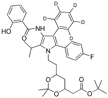 (6-(2-[2-(4-FLUORO-PHENYL)-4-(2-HYDROXY-PHENYLCARBAMOYL)-5-ISOPROPYL-3-PHENYL-D5-PYRROL-1-YL]-ETHYL)-2,2-DIMETHYL-[1,3]-DIOXANE-4-YL)-ACETIC ACID, TERT-BUTYL ESTER Struktur