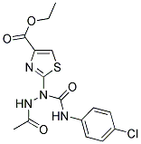 ETHYL 2-(2-ACETYL-1-{[(4-CHLOROPHENYL)AMINO]CARBONYL}HYDRAZINO)-1,3-THIAZOLE-4-CARBOXYLATE Struktur
