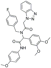 2-(2-(1H-BENZO[D][1,2,3]TRIAZOL-1-YL)-N-(4-FLUOROBENZYL)ACETAMIDO)-2-(3,4-DIMETHOXYPHENYL)-N-(4-METHOXYPHENYL)ACETAMIDE Struktur