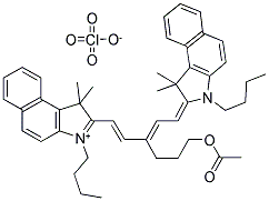 2-[(1E,3E)-3-[3-(ACETYLOXY)PROPYL]-5-(3-BUTYL-1,1-DIMETHYL-1,3-DIHYDRO-2H-BENZO[E]INDOL-2-YLIDENE)-1,3-PENTADIENYL]-3-BUTYL-1,1-DIMETHYL-1H-BENZO[E]INDOLIUM PERCHLORATE Structure
