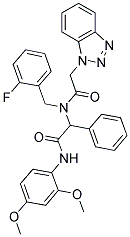 2-(2-(1H-BENZO[D][1,2,3]TRIAZOL-1-YL)-N-(2-FLUOROBENZYL)ACETAMIDO)-N-(2,4-DIMETHOXYPHENYL)-2-PHENYLACETAMIDE Struktur