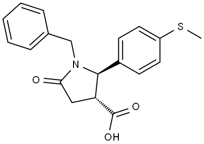 (2R,3R)-1-BENZYL-2-[4-(METHYLSULFANYL)PHENYL]-5-OXO-3-PYRROLIDINECARBOXYLIC ACID Struktur