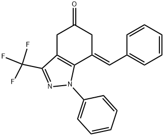 7-(E)-BENZYLIDENE-4,5,6,7-TETRAHYDRO-5-OXO-1-PHENYL-3-TRIFLUOROMETHYL-1H-INDAZOLE Struktur