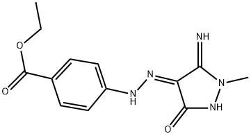 ETHYL 4-[(2Z)-2-(5-IMINO-1-METHYL-3-OXOPYRAZOLIDIN-4-YLIDENE)HYDRAZINO]BENZOATE Struktur