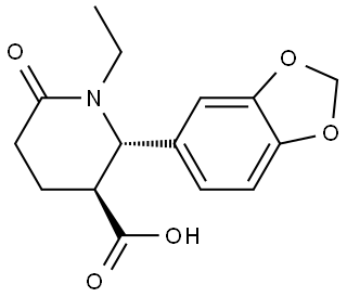 (2R,3R)-2-(1,3-BENZODIOXOL-5-YL)-1-ETHYL-6-OXOPIPERIDINE-3-CARBOXYLIC ACID Struktur