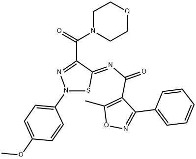 (Z)-N-(2-(4-METHOXYPHENYL)-4-(MORPHOLINE-4-CARBONYL)-1,2,3-THIADIAZOL-5(2H)-YLIDENE)-5-METHYL-3-PHENYLISOXAZOLE-4-CARBOXAMIDE Struktur