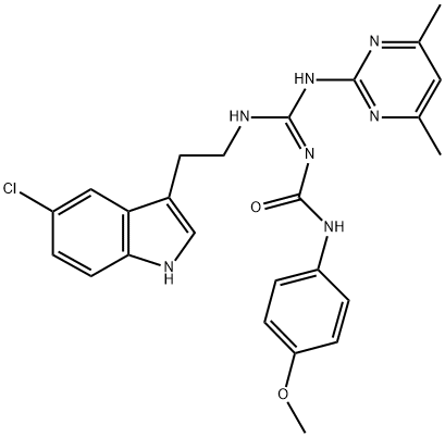 (E)-1-((2-(5-CHLORO-1H-INDOL-3-YL)ETHYLAMINO)(4,6-DIMETHYLPYRIMIDIN-2-YLAMINO)METHYLENE)-3-(4-METHOXYPHENYL)UREA Structure
