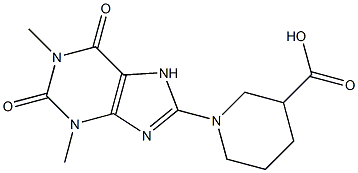 1-(1,3-DIMETHYL-2,6-DIOXO-2,3,6,7-TETRAHYDRO-1H-PURIN-8-YL)PIPERIDINE-3-CARBOXYLIC ACID Struktur