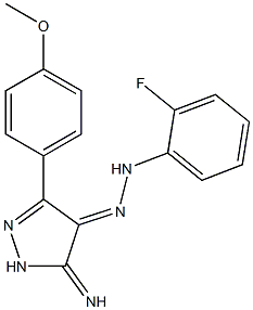 (4E)-5-IMINO-3-(4-METHOXYPHENYL)-1,5-DIHYDRO-4H-PYRAZOL-4-ONE (2-FLUOROPHENYL)HYDRAZONE Struktur