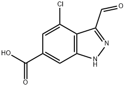 4-CHLORO-6-CARBOXYLIC ACID-3-(1H)INDAZOLE CARBOXALDEHYDE Structure