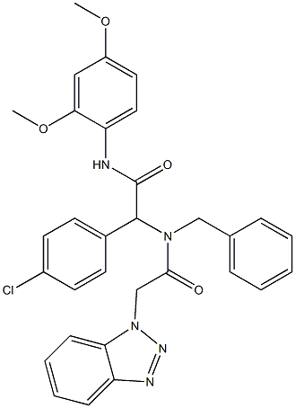 2-(2-(1H-BENZO[D][1,2,3]TRIAZOL-1-YL)-N-BENZYLACETAMIDO)-2-(4-CHLOROPHENYL)-N-(2,4-DIMETHOXYPHENYL)ACETAMIDE Struktur