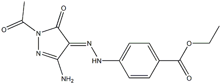 ETHYL 4-[(2E)-2-(1-ACETYL-3-AMINO-5-OXO-1,5-DIHYDRO-4H-PYRAZOL-4-YLIDENE)HYDRAZINO]BENZOATE Struktur