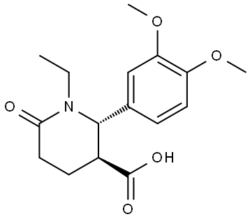 (2R,3R)-2-(3,4-DIMETHOXYPHENYL)-1-ETHYL-6-OXOPIPERIDINE-3-CARBOXYLIC ACID Struktur