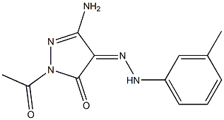 (4Z)-1-ACETYL-3-AMINO-1H-PYRAZOLE-4,5-DIONE 4-[(3-METHYLPHENYL)HYDRAZONE] Structure