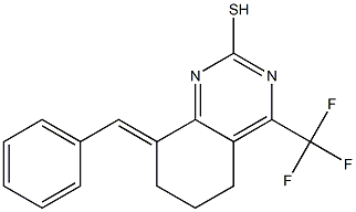 8-(E)-BENZYLIDENE-5,6,7,8-TETRAHYDRO-2-MERCAPTO-4-(TRIFLUOROMETHYL)QUINAZOLINE Struktur