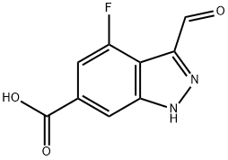 4-FLUORO-3-FORMYL-6-INDAZOLECARBOXYLIC ACID Struktur