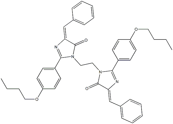(E)-4-BENZYLIDENE-1-(2-((Z)-4-BENZYLIDENE-2-(4-BUTOXYPHENYL)-5-OXO-4,5-DIHYDROIMIDAZOL-1-YL)ETHYL)-2-(4-BUTOXYPHENYL)-1H-IMIDAZOL-5(4H)-ONE Struktur