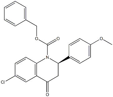 (2R)-1-BENZYLOXYCARBONYL-6-CHLORO-2-(4-METHOXYPHENYL)-2,3-DIHYDRO-4-QUINOLONE Struktur