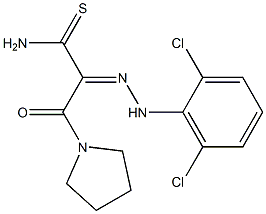 (2E)-2-[(2,6-DICHLOROPHENYL)HYDRAZONO]-3-OXO-3-PYRROLIDIN-1-YLPROPANETHIOAMIDE Struktur