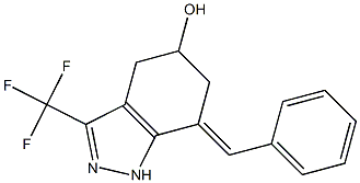 7-(E)-BENZYLIDENE-4,5,6,7-TETRAHYDRO-5-HYDROXY-3-TRIFLUOROMETHYL-1H-INDAZOLE Struktur